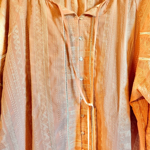 Khaadi West Size 14 Pink Embroidered Tassel Long Sleeve Boho Blouse Top - Picture 4 of 9